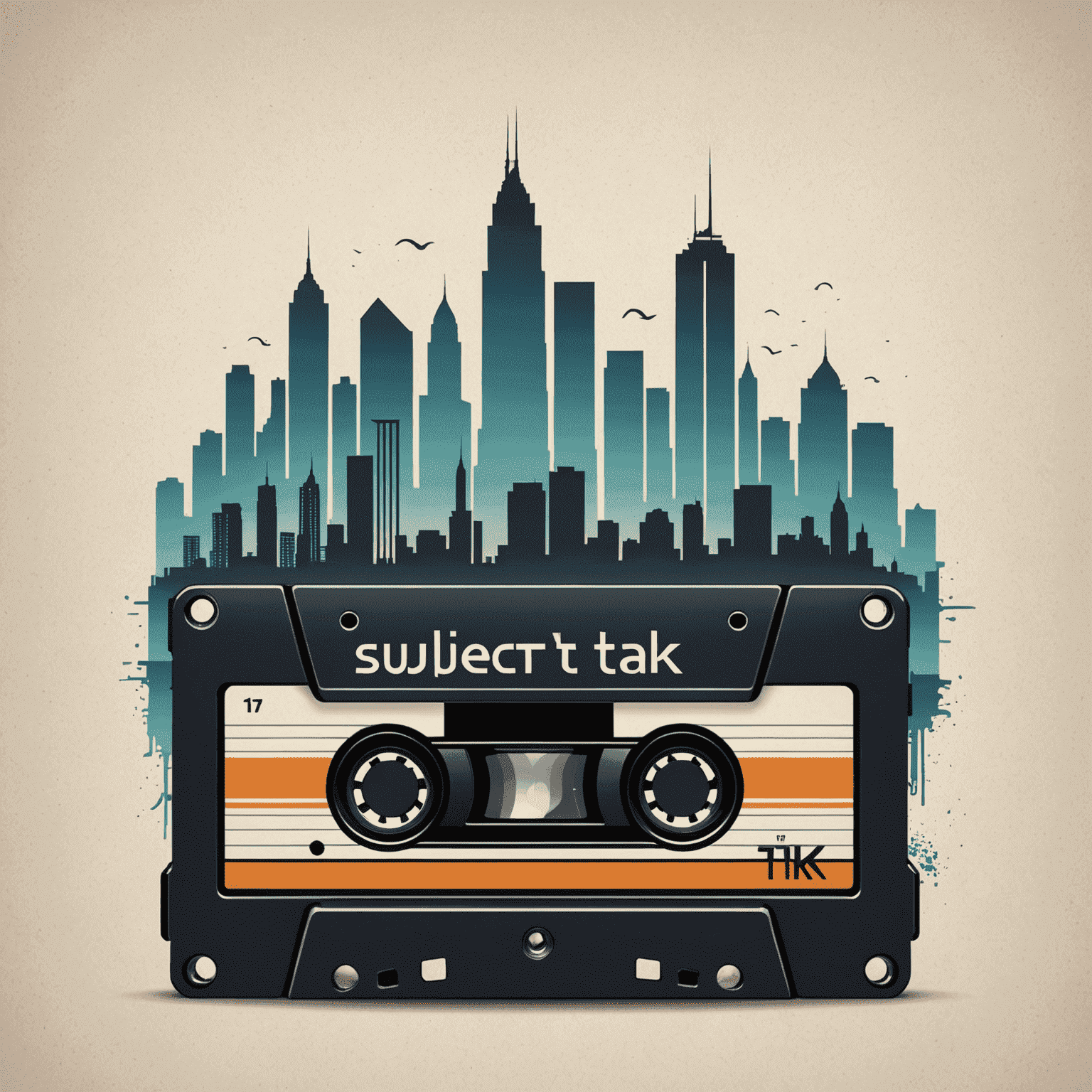 Tik_Tak Logo - A stylized cassette tape with urban skyline