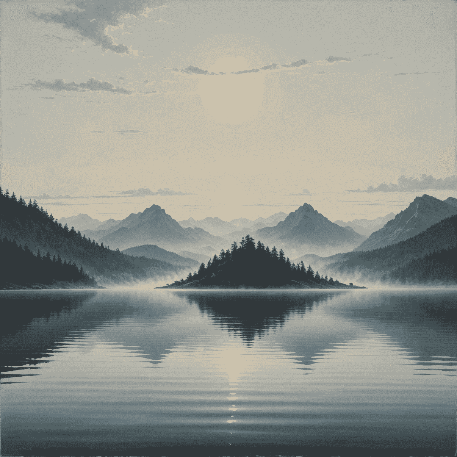 A serene natural scene with subtle visual representations of sound waves, symbolizing the incorporation of natural sounds in dramatic performances